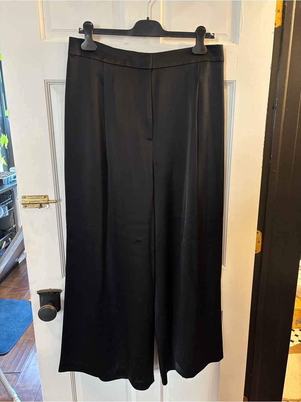 Michael Kors Black SilkWide-Leg Pants - Elegant Everyday Trousers